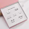 Estilo Coreano Novo Conjunto de Brincos da Moda com Agulha de Prata 925 Brincos de Uma Semana Caixa de Presente Presente Criativo de Aniversário para Namorada