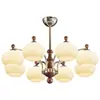 Candelabro Retro Francés, Lámpara Estilo Mid-Century Americano, Lámpara de Nogal, Candelabro de Hierro, Candelabro Foco Retro Color Caqui para Sala de Estar