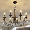 [Transfronterizo] Lámpara de Restaurante, Nuevo Candelabro Retro, Luminaria de Madera Maciza, Estilo Vela, Estilo Country Francés, Sala de Estar, Casa de Huéspedes, Estilo Americano de Alta Gama