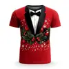 Comercio Exterior Transfronterizo Nueva Serie Navideña para Hombre Camiseta de Cuello Redondo Estampado 3D de Manga Corta Moda Casual