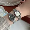 Reloj de Cuarzo Retro Cuadrado de Alta Gama para Mujer Correa de Acero Bambú Plateado Escala Romana Temperamento Reloj de Alta Gama