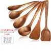 Pala de madera de acacia Sanchuang, pala de madera de mango largo para el hogar, utensilios de cocina de madera, cuchara de arroz, cuchara de madera, sartén antiadherente especial
