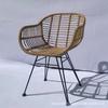 Mesa y silla de ratán nórdicas para alojamiento y desayuno, silla de ratán de hierro para ocio al aire libre, silla de bar, balcón, silla de comedor extraíble de tres piezas