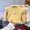 Nueva camiseta de manga larga para niños, capa base estilo coreano para niñas otoño/invierno, ropa cálida de primavera para niños, venta al por mayor, top de artículo individual