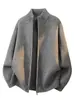 Estilo Antigo de Shanggu Gola Alta Zíper Tricô Masculino Outono Inverno Novo Estilo Malha Grossa Peça Externa Macia Quente Casual