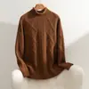 Suéter de Cachemira Engrosado con Hilo Grueso de Tres Hilos y Patrón de Diamantes 2026 Otoño/Invierno Nuevo Estilo para Mujer, Cuello Semi Alto, Capa Base, Suéter de Estilo Versátil