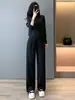 Conjunto de Tres Piezas para Mujer 2026 Primavera y Otoño Estilo de Oficina de Gama Alta Madura Camiseta de Manga Larga Gris Chaleco Pantalones de Pierna Ancha