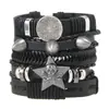 Nuevo Pulsera Hip Hop de Remaches de Moda Traje Estilo Europeo y Americano Cruz Calavera Pulsera Tejida de Cuero PU para Hombre