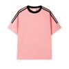 Camiseta de manga corta raglán oversize retro americana para hombre y mujer, marca de moda hip-hop, top de rayas gruesas para parejas, manga corta