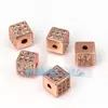 Q15 Accesorios de Material DIY Cuentas Espaciadoras Cuadradas con Diamantes Microincrustados Cobre Puro Oro Rosa 6 mm Color Duradero y Retención de Diamantes