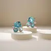 Brincos Pérola Cubo de Açúcar Cristal Gelo Azul, Brincos Frescos e Modernos Estilo Floresta, Brincos de Luxo Leve de Alta Qualidade Atacado