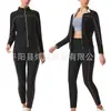 Ropa Moldeadora Transfronteriza Inductora de Sudor Pantalones de Cintura Alta Control de Abdomen Conjunto de Yoga Chaqueta Deportiva de Sauna con Cremallera Manga Larga Cuello Alto para Fitness