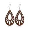 2022 Nuevo Venta Caliente Transfronteriza Estilo Retro Europeo y Americano Pendientes de Madera Hueca para Mujer Simples Versátiles Geométricos Creativos