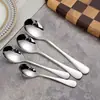 Colher de Aço Inoxidável 304, Colher de Sopa Criativa em Formato de Gota d'Água, Colher de Jantar Doméstica, Colher de Servir para Hotel, Colher de Sopa Espessa com Cabo Longo