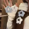 Melodía Romántica~Pasador de Pelo de Felpa con Forma de Copo de Nieve y Estrella de Invierno para Mujer, Pinza para el Pelo Dulce y Linda Estilo Coreano, Pinza Lateral, Pinza para el Flequillo