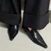 Versión de Piel de Cordero~Estilo Francés Puntiagudos Tacón Bajo Planos Versátiles para Mujer Mocasines de Tacón Medio Grueso Textura Color Claro Zapatos Pequeños de Piel
