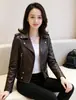 Nova Roupa de Primavera e Outono do Fabricante Jaqueta de Couro PU Estilo Coreano para Motociclista Jaqueta Feminina Curta Slim Fit Pequeno Terno Jaqueta Feminina Atacado