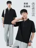 Camisa Polo de Alta Qualidade com Zíper Curto e Manga Curta para Homens, Camiseta Casual Solta de Verão Falsa Duas Peças com Gola Polo para Homens, Camisa Polo
