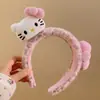 Faixa de Cabeça Rosa Doce com Estampa de Leopardo e Laço do Kt Cat 2025 Novo Estilo Menina Alta Caveira Rosto Lavagem Antiderrapante Faixa de Cabeça