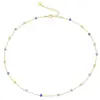 Estilo Ins pedra natural azul conta redonda corrente fina estilo menina delicada corrente de clavícula simples para o dia a dia versátil colar feminino