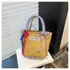 Pingente de Corda de Nylon Tecido à Mão, Bolsa de Palha Elegante, Bolsa de Mão, Bolsa de Mão Criativa da Moda de Nicho para Cesta de Vegetais