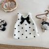 Dianxi 2026 Otoño e Invierno Nuevo Estilo Conjunto de Vestido Chaleco de Lunares para Bebés Niñas, Conjunto de Dos Piezas con Falda Acolchada y Suéter