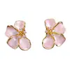 Pendientes de Flor de Esmalte Rosa Suave Estilo Francés Dulce Nicho Diseño Difuminado Pendientes de Lujo Accesible para Mujer