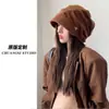 Gorro de Punto con Estampado de Letras para Mujer, Circunferencia de Cabeza Grande, Versátil Estilo Coreano, Gorro Fino de Pullover para Principios de Otoño, Gorro Protector de Orejas