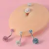 4 piezas de joyería para ombligo de comercio electrónico transfronterizo más vendida, anillo para ombligo de acero inoxidable con circonita incrustada, forma de corazón redondo, piercing para ombligo, joyería de perforación europea y americana