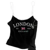 Ropa de Verano Nueva Estilo Americano para Mujer con Estampado de Letras Y2K Espalda Descubierta Estilo Deportivo Ajustada Camiseta sin Mangas Básica