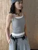 Top de Estilo Americano de Doble Tirante con Bloques de Color, Huecos y Espalda Descubierta, Ajustado, para Mujer - Nuevo Estilo Primavera/Verano del Louvre