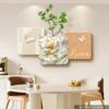 Pintura Decorativa de Estilo Cremoso para Restaurante con Motivos Florales y de Plantas Verdes, Arte de Pared de Fondo para Mesa de Comedor, Pintura Colgante de Pared Minimalista Moderna para Fondo de Sofá