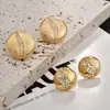 Design de Nicho Exquisitos Brincos de Tarraxa Listrados Escovados com Zircônia Redonda Moda Temperamento Retrô Versátil Acessórios de Brincos de Personalidade