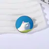 Broche Divertido de Gato Blanco Nube Insignia de Metal Accesorios para Ropa Pines de Solapa Patrón Geométrico Redondo Venta al por Mayor de Fábrica