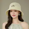 Sombrero de Pescador para Mujer, Sombrero de Cubo Tejido Hueco de Verano con Letras, Elegante Sombrero de Sol que Afina el Rostro, Sombrero de Sol que Afina el Rostro y Protege del Sol