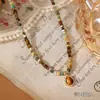 Popular Cadena Doble para Clavícula de Caballo con Piedra Natural Ojo de Tigre y Cuentas de Color Contrastante de Ainibeni, Collar de Moda y Versátil