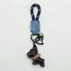 Chaveiro de Filhote de Couro Genuíno Feito à Mão Cordão Anti-Perda Pingente Chaveiro de Carro Bulldog Francês Chaveiro de Corda Trançada