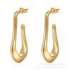 Moda Europeia e Americana Brincos de Aço Titânio de Alta Qualidade Luxo Acessível Estilo Ins Feminino Aço Inoxidável Brincos Assimétricos de Ouro 18K