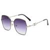 Gafas de sol de alta gama para mujer, estilo Chanel, con montura metálica grande y degradado, estilo libro de equitación rojo, para celebrar Internet, 2024