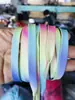 Zapatos Blancos de Degradado Colorido con Estampado de Patrón Arcoíris de Doble Capa, Cordones Brillantes, Cordones Multicolor al por Mayor Personalización