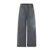 Pantalones casuales Magic Bear estilo americano de lavado claro, estilo callejero retro, dobladillo deshilachado, pierna recta, corte holgado atlético, pantalones de pierna ancha estilo coreano