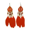Pendientes de Plumas Bohemios Transfronterizos, Accesorios Personalizados de Estilo Étnico Retro, Pendientes Largos con Borlas en Forma de Diamante Tallado