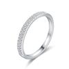 Anel de Prata de Lei S925 Feminino Elegante Simples Micro-cravejado Diamante Completo Anel de Fileira Empilhável Moda Celebridade da Internet Joia de Mão