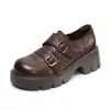 Mocasines retro británicos para mujer, nuevo estilo primavera 2026, suela gruesa, zapatos pequeños de cuero elegantes y versátiles para personas menudas, hacen que los pies parezcan más pequeños