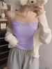 Camisole Feminina Dopamina com Renda em Patchwork Roupa Externa Feminina de Verão Tops Internos Sexy Femininos com Bojo Próprio e Costas Bonitas
