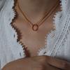Collar de Acero de Titanio con Diseño de Colgante de Anillo de Cadena de Doble Capa, Joyería de Estilo Nicho de Personalidad de Estilo Francés, Retro, Estilo Frío Ins