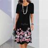 Novo vestido feminino, elementos de estampa floral 3D, elegante vestido casual de manga curta y2g fashion