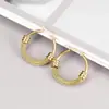 Brincos da Moda com Personalidade Estilo Europeu, Círculos de Aço Titânio, Argolas Elegantes de Aço Inoxidável Banhado a Ouro 18K, Círculos para Atacado