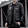 Jaqueta de couro PU masculina 2022 gola lapela bordado roupa de motociclista primavera e outono 2019 moda casual masculina jaqueta de couro atacado