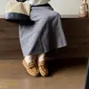 Novedad Primavera 2026 Estilo Redondo Piel Genuina Mate Suela Suave Casual para Exteriores Mocasines para Mujer con Cordones Suelas Planas